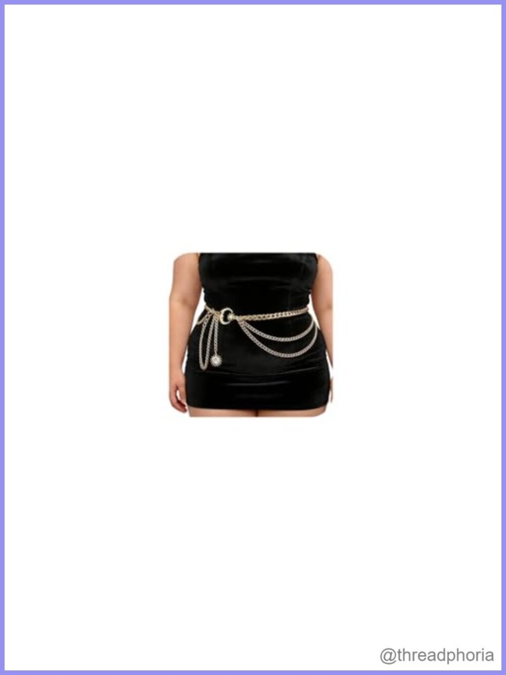 Gold Alloy Chain Belt with Moon Butterfly Rhinestone Layered Design